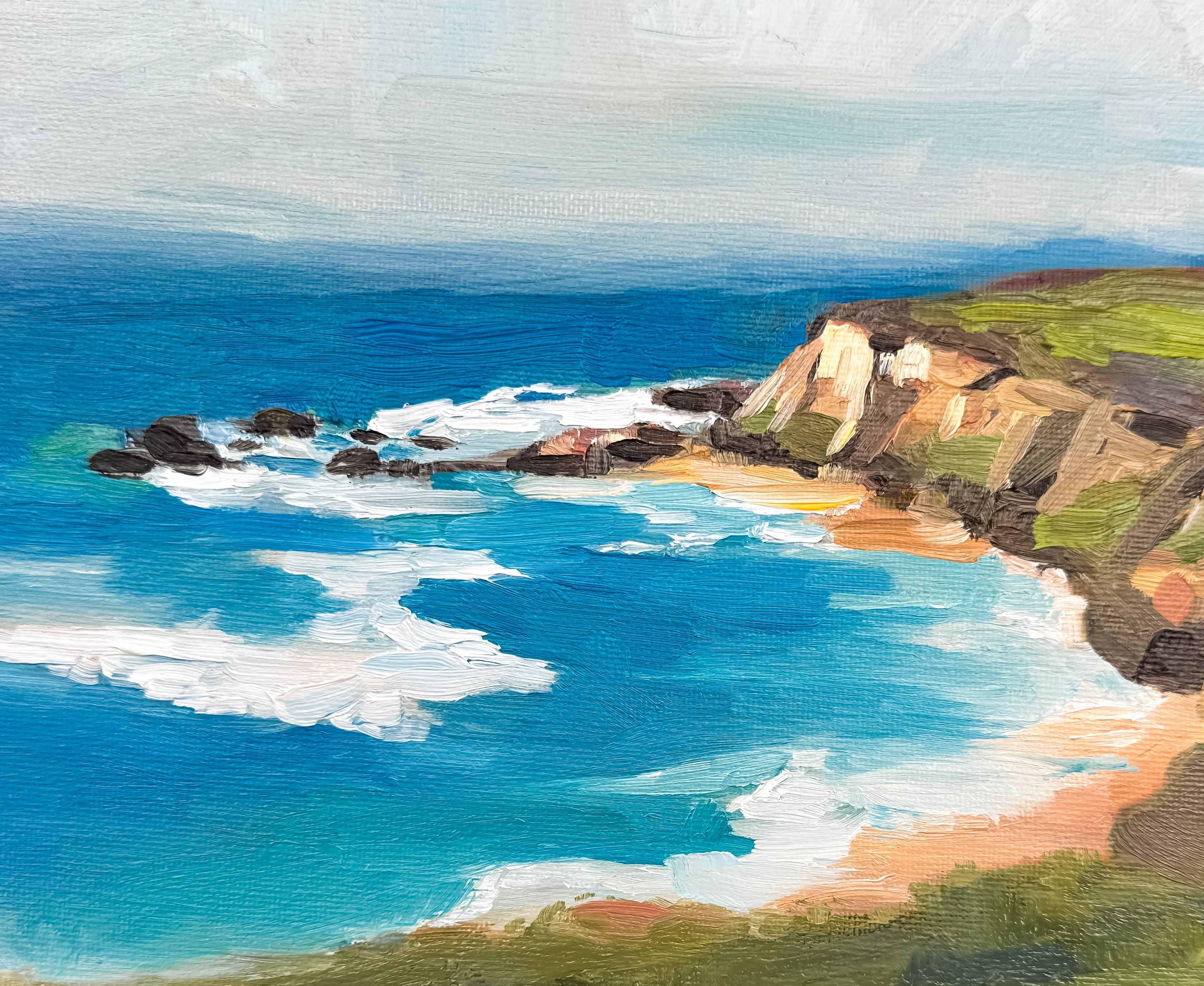 Half Moon Bay Oil Painting by Janie B